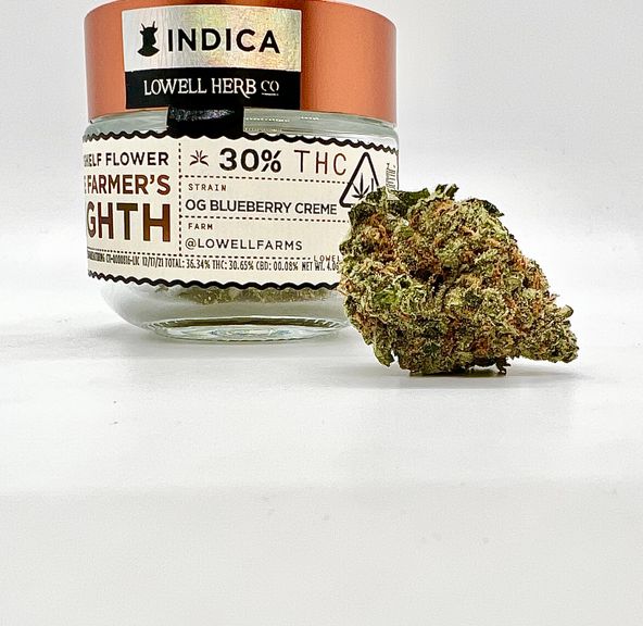 $50 4g 1/8 OG Blueberry Creme (Indoor/30.65%/Indica) - Lowell Herb Co.