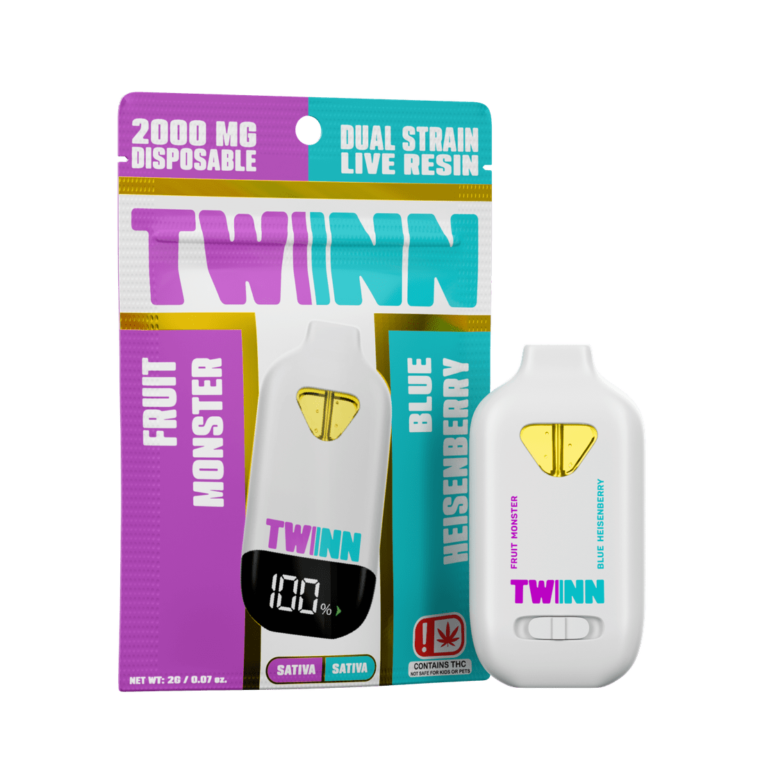 Twinn 2G Live Resin Disposable (Fruit Monster x Blue
