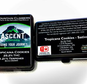 Ascent .5g/5pk Infused Prerolls Mountain Climbers Tropicana Cookies