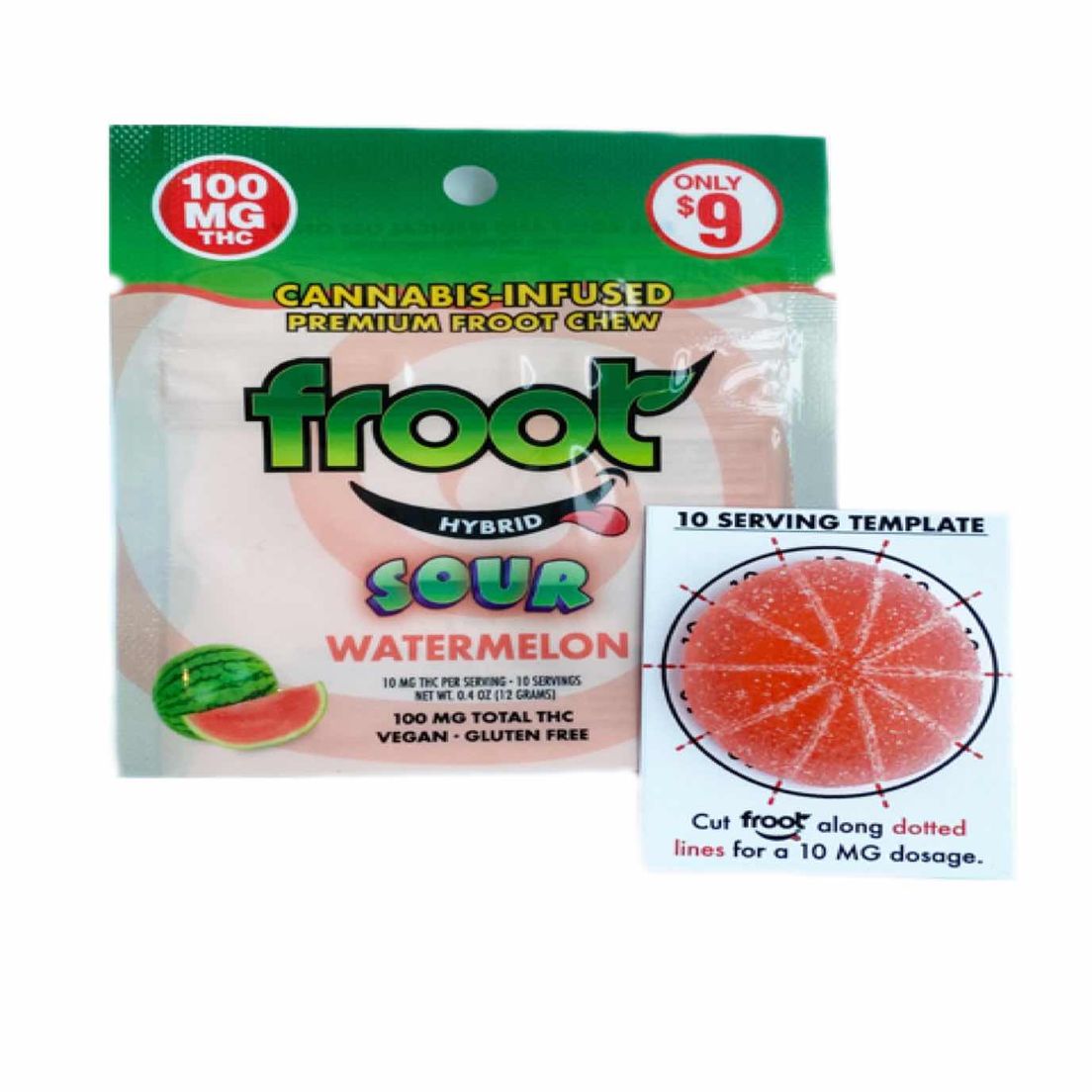 Froot Sour Watermelon Gummy - 100mg Single Cut-to-dose