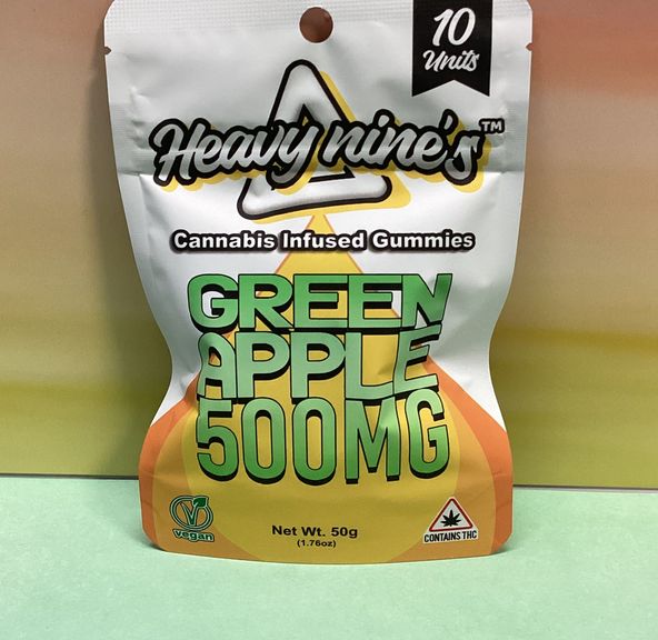 East Coast Gold- Green Apple- Heavy Nines- Gummies- THC- 500mg