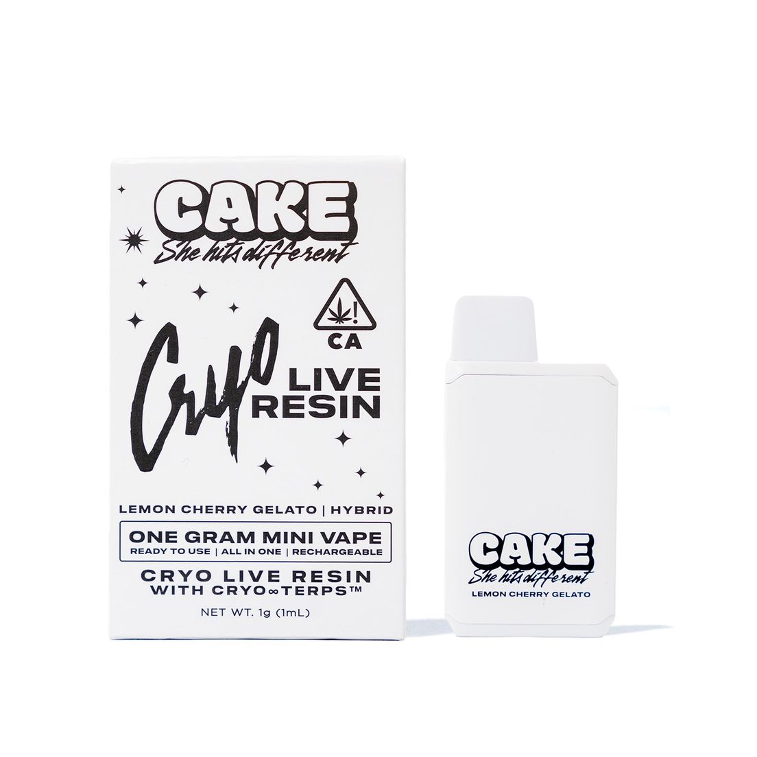 Cake Live Resin AIO Vape Lemon Cherry Gelato 1g