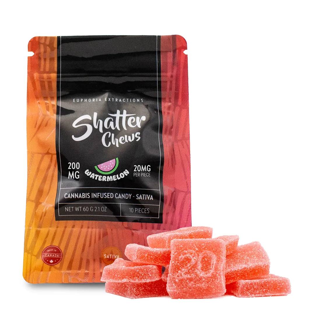 200mg Sativa Watermelon Shatter Chews by Euphoria Extractions (20mg x10)