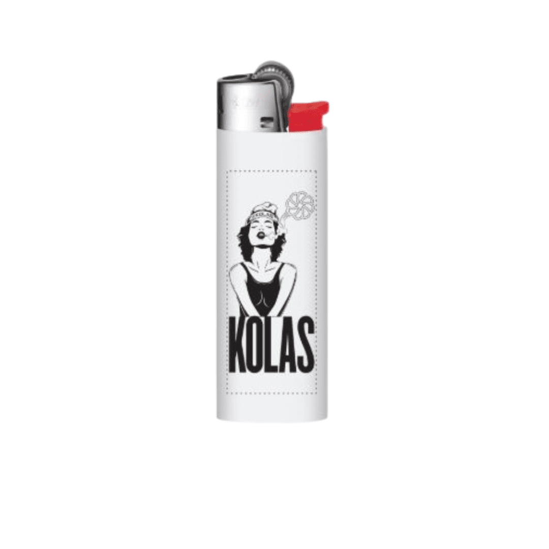 Kolas Branded Puff Pass Bic Lighter White