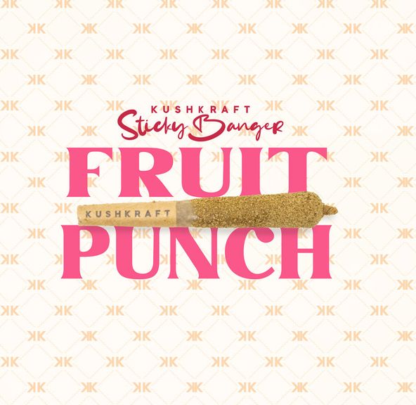 1 x 0.5g Infused Sticky Banger Pre-Roll Hybrid Fruit Punch by KushKraft