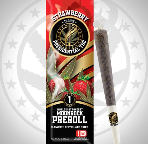 PRESIDENTIAL THC STRAWBERRY MOONROCK PREROLL 1G