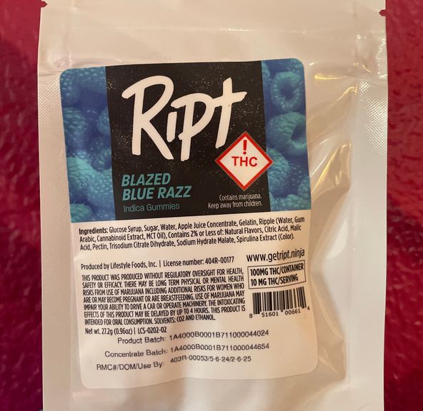 RIPT - Blazed Blue Razz , Gummies 100mg