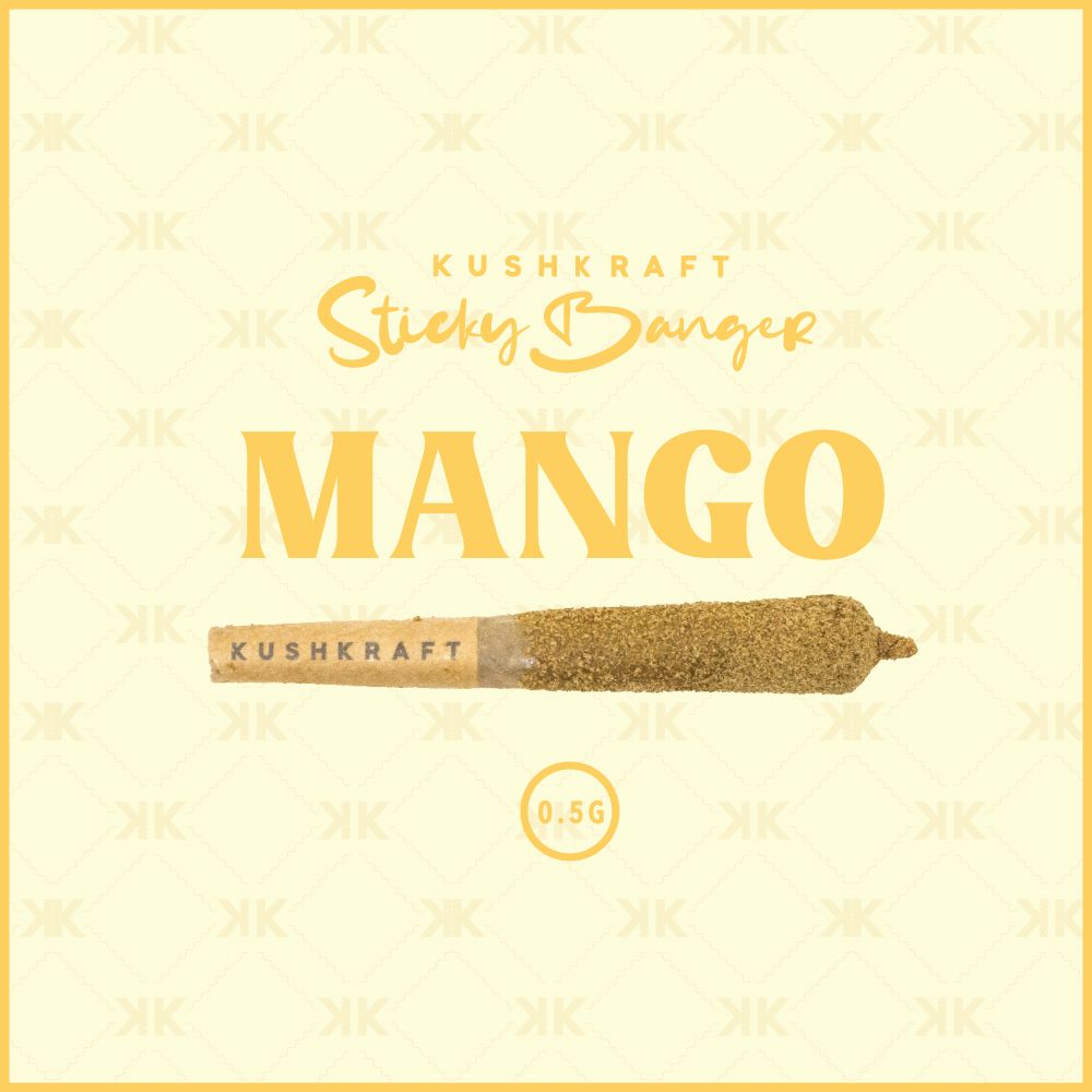 1 x 0.5g Infused Sticky Banger Pre-Roll Hybrid Mango by KushKraft