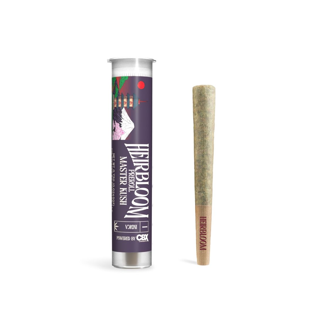 Heirbloom by CBX- Master Kush Preroll .75g (I)