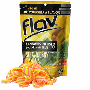 100mg Strawberry Banana Sour Gummy Belts - FLAV