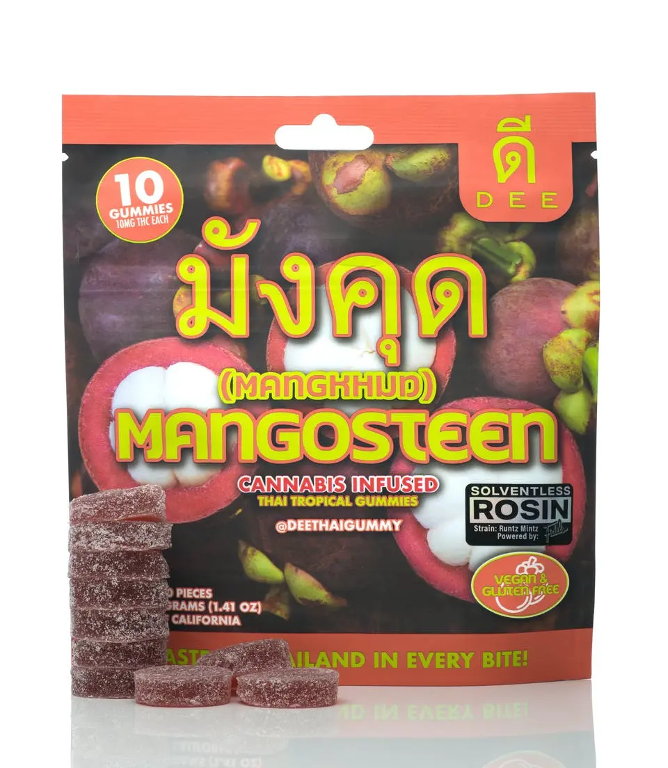 1. Dee Thai 100mg THC Solventless Rosin Gummies - Mangosteen
