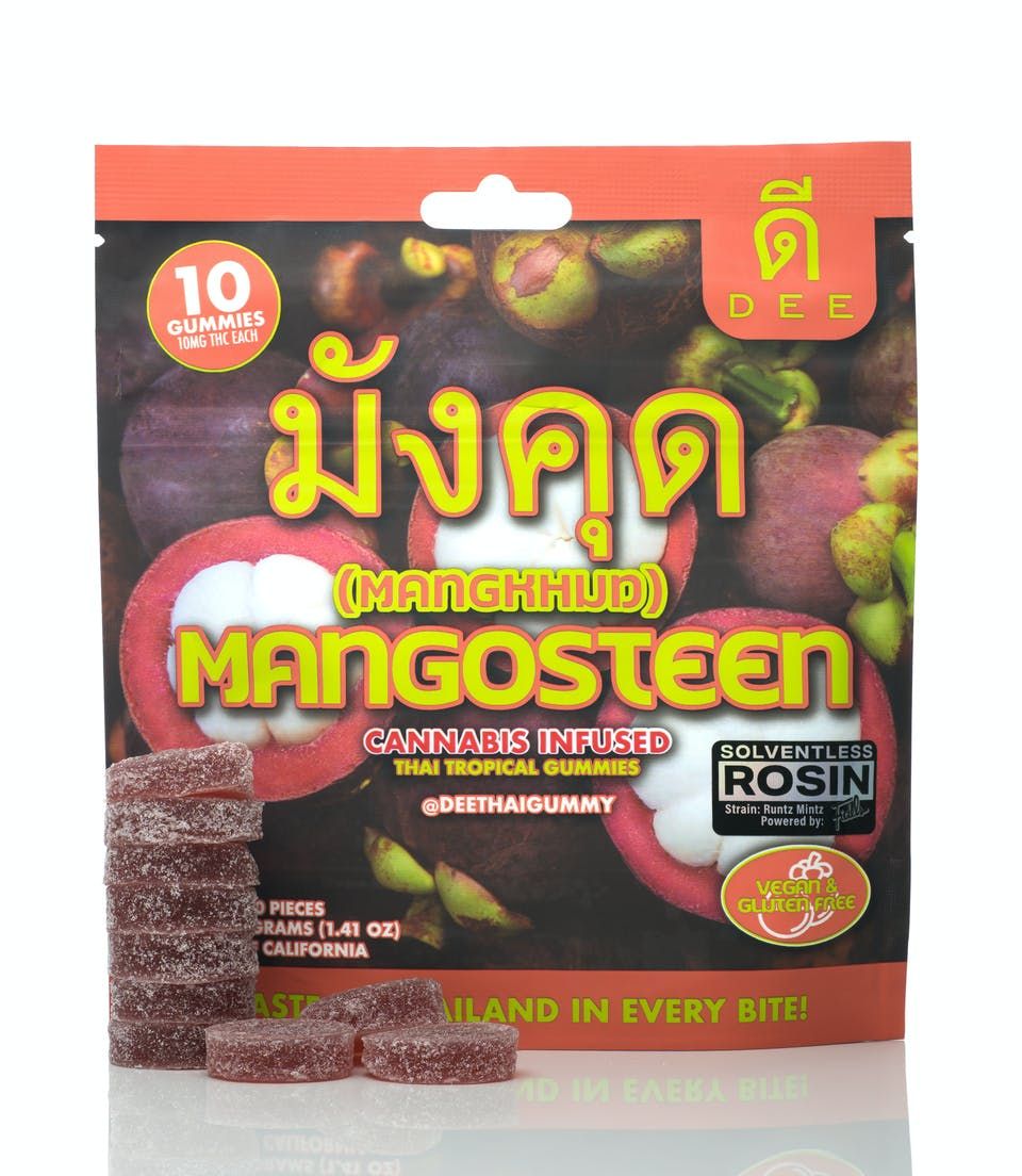 1. Dee Thai 100mg THC Solventless Rosin Gummies - Mangosteen
