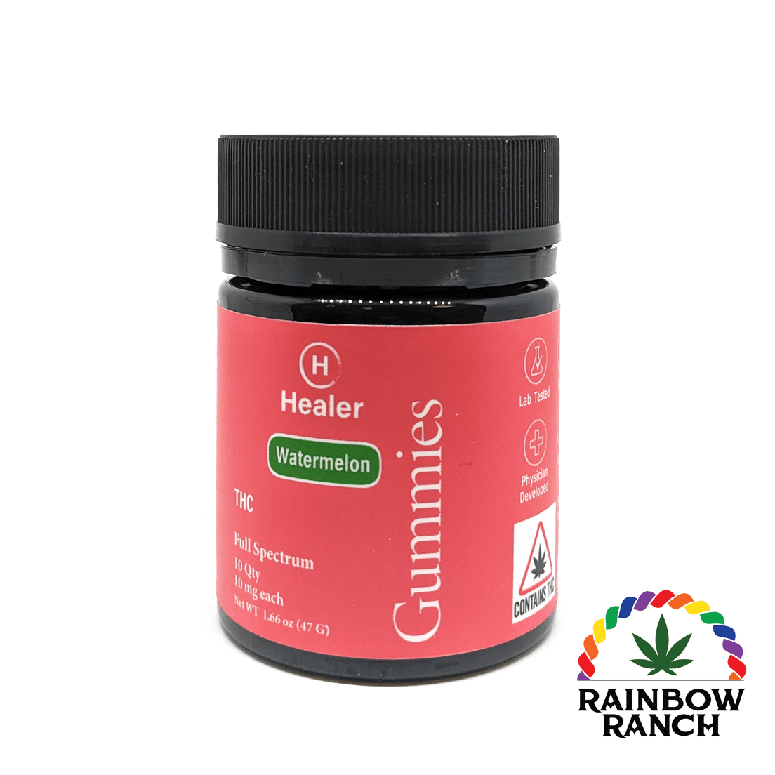 Healer Watermelon Gummies - 10mg each - 100mg total - 10 pcs - Full Spectrum
