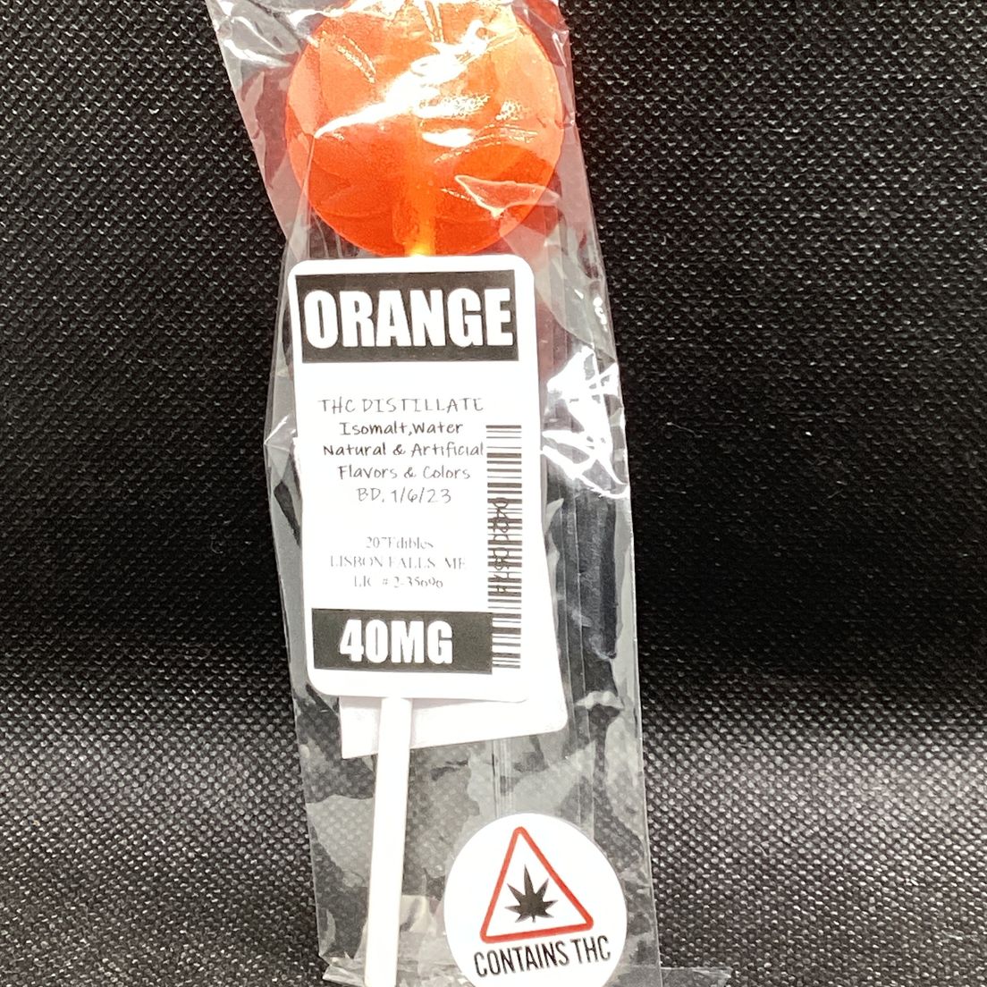 207 Edibles- Orange- Sugar Free- Lollipops- 40MG