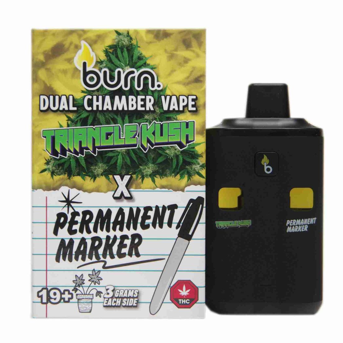 6 Gram Dual Chamber Burn Disposable – Triangle Kush + Permanent Marker (3+3 Gram)