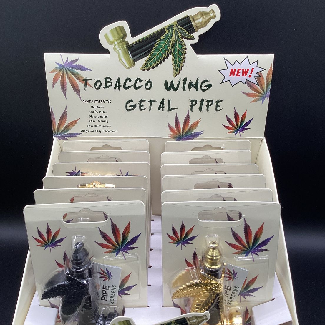 AFG Distribution- Assorted- Mini Hemp Leaf - Hand Pipe- 3.5"
