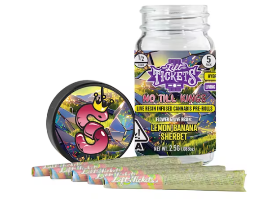 Lift Tickets - Lemon Banana Sherbet - Live Resin Infused Prerolls - 5pk - 2.5g - Hybrid