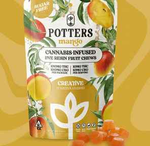 1:1 THC: CBG Mango (Sativa - Hybrid) Sugar Free Live Resin Fruit Chews - Potters