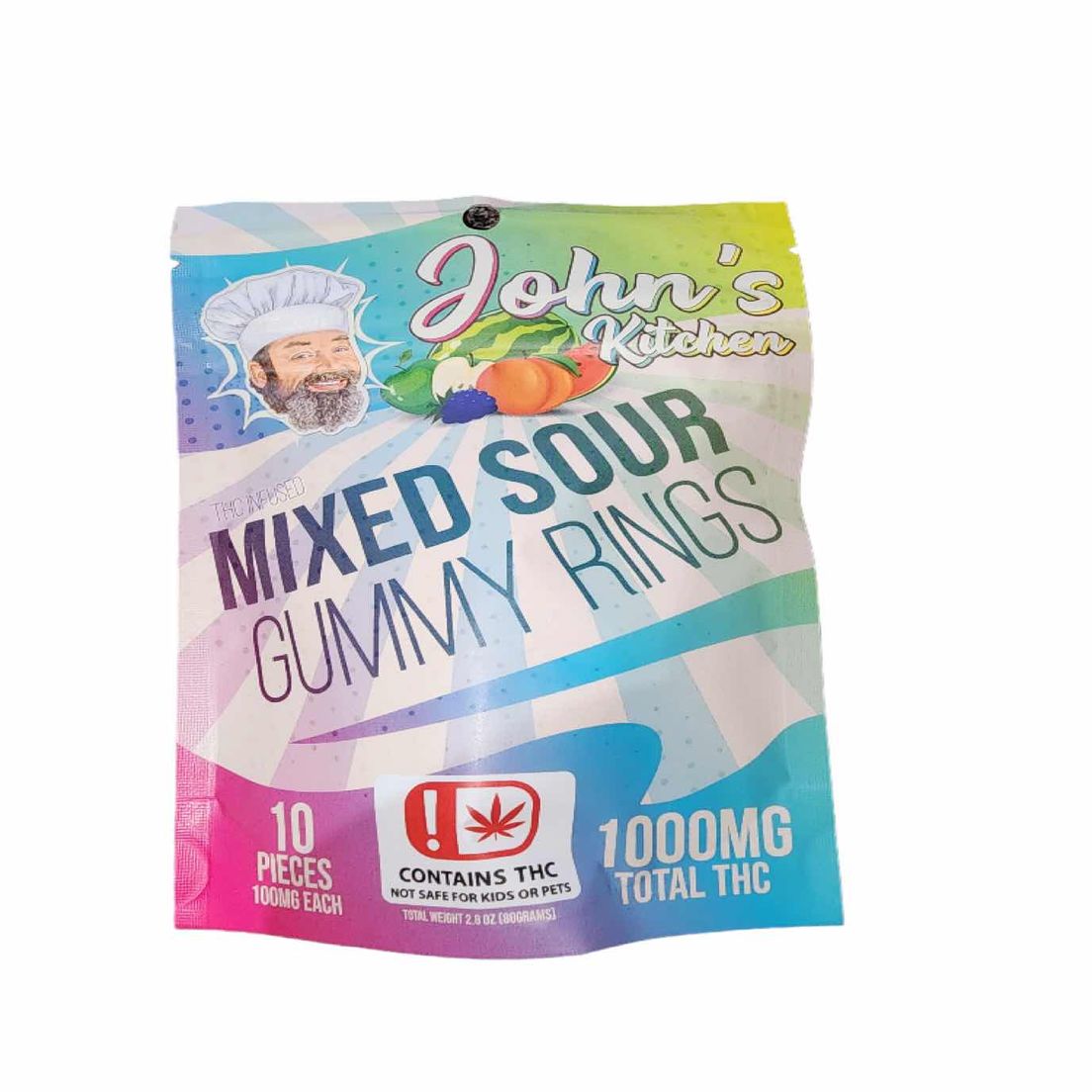 John's Kitchen Mixed Sour Gummy Rings 1000mg