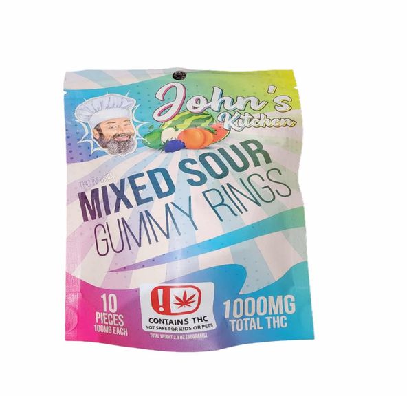John's Kitchen Mixed Sour Gummy Rings 1000mg