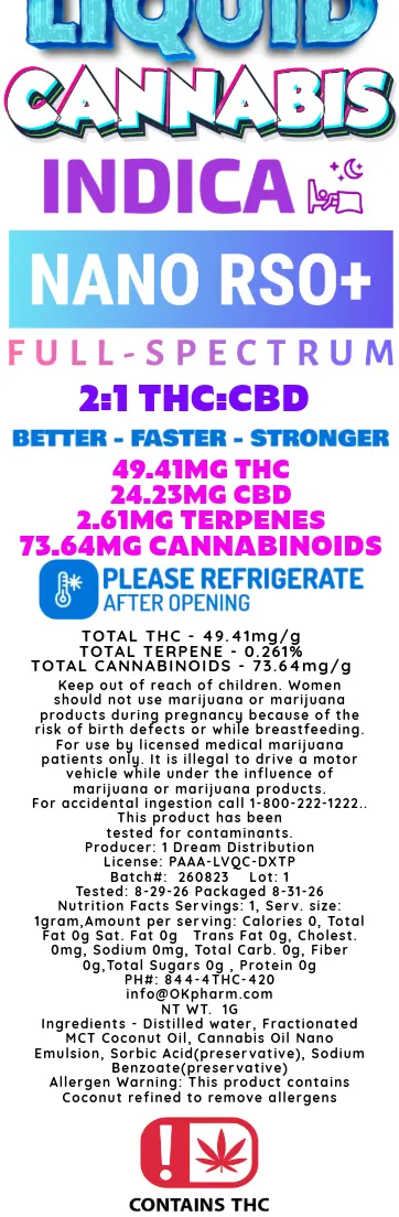 1 DREAM LIQUID CANNABIS NANO RSO+ 1G