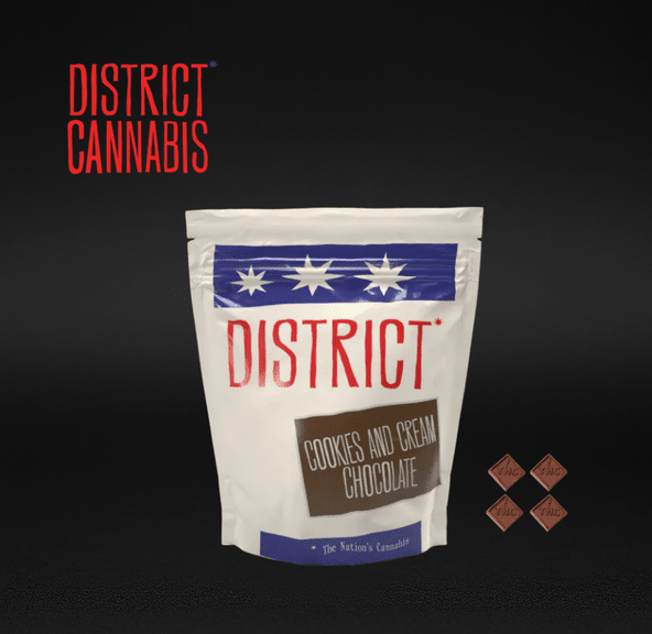 District Cannabis | Cookies and Cream White Chocolate-Infused Edibles | 10mg THC | 10-Pack (Individually Wrapped) | 100mg THC Total