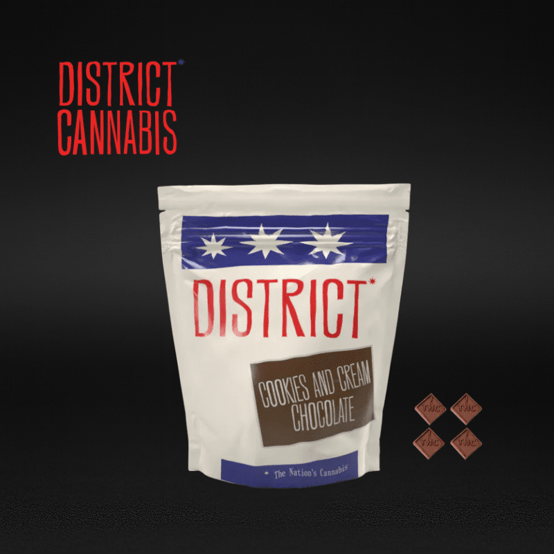 District Cannabis | Cookies and Cream White Chocolate-Infused Edibles | 10mg THC | 10-Pack (Individually Wrapped) | 100mg THC Total