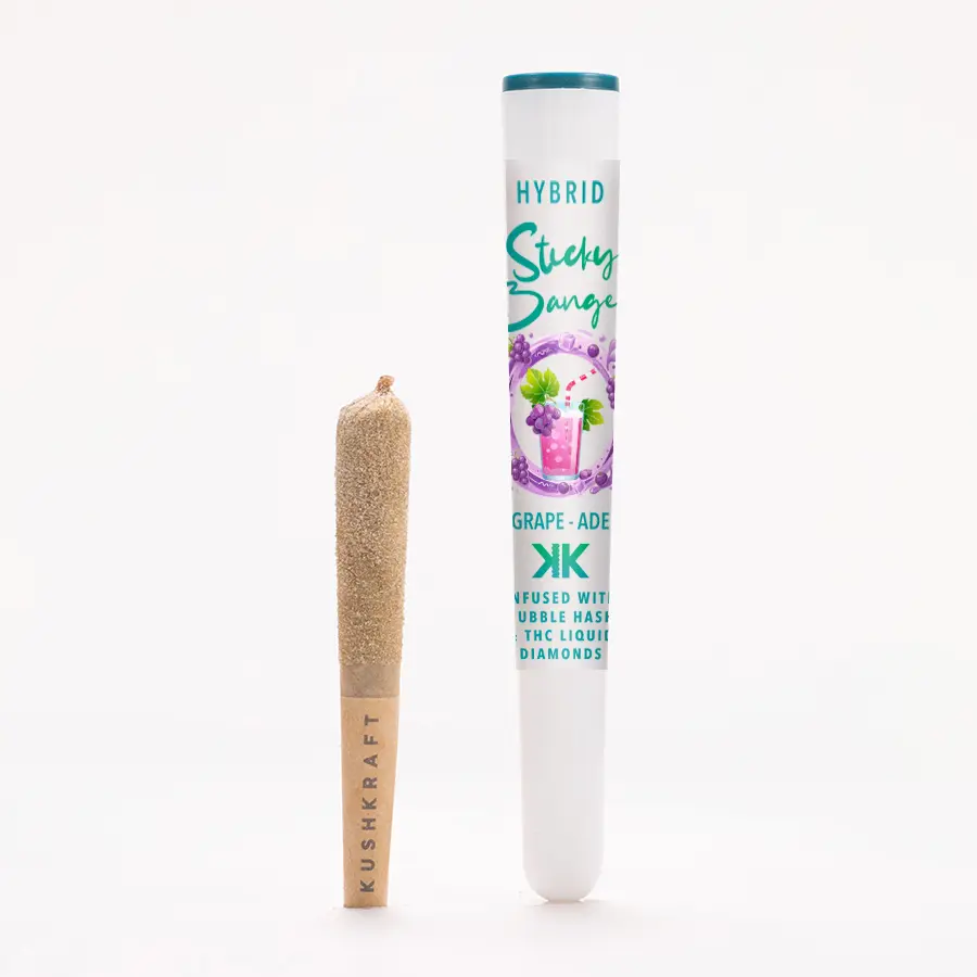 1 x 0.5g Infused Sticky Banger Pre-Roll Hybrid Grape Ade by KushKraft