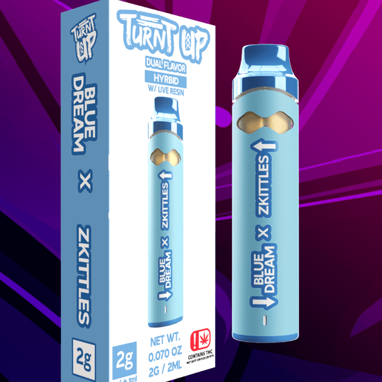 TURNT UP 2G DUAL CHAMBER DISPOSABLE- BLUE DREAM X ZKITTLES at The