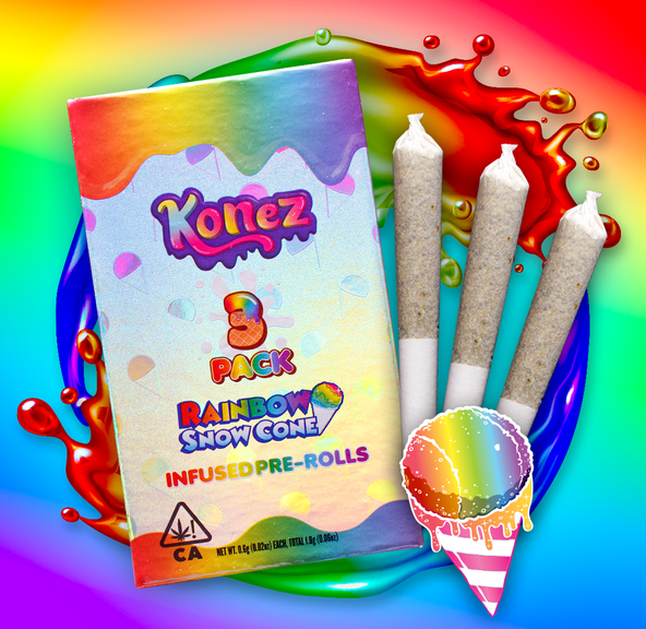 Rainbow Snow Cone Infused Pre Rolls 3 Pack 1.8g - KONEZ