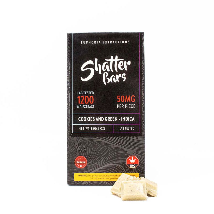 1200mg Indica Cookies and Green Shatter Bar by Euphoria Extractions