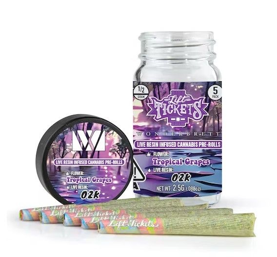 Lift Tickets - Brilliance - Tropical Grapes x OZK (30.3% Indica) - .5g Pre-Roll x 5-Pack