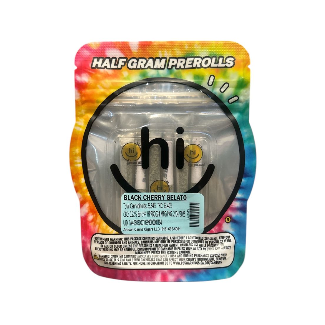 Hi Canna - Black Cherry Gelato - 6 Pack Prerolls 3G