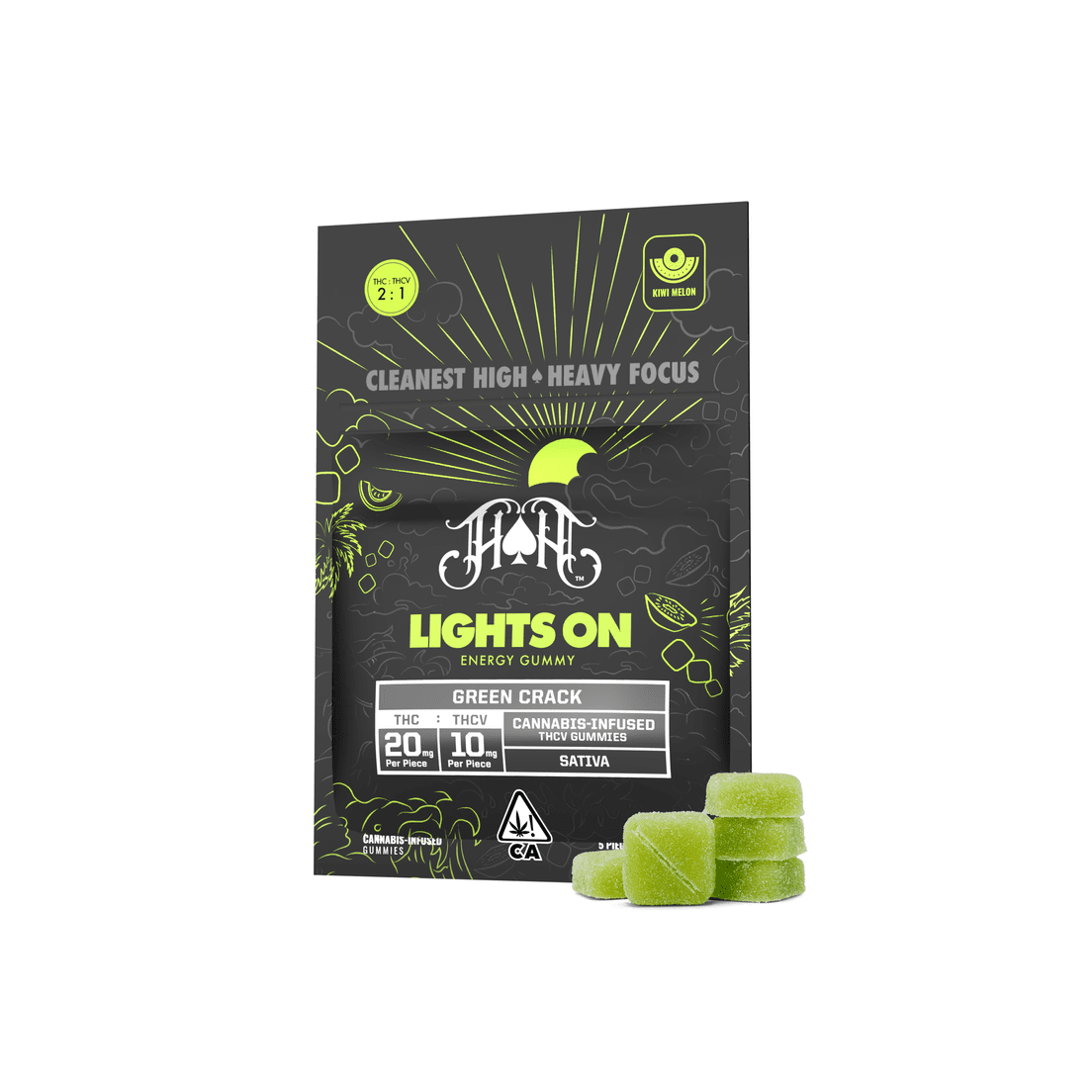 Heavy Hitters - Lights On THC/THCV Gummy 100mg - 2:1 - Green Crack