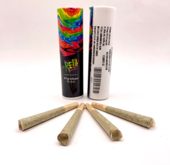 4g Green Crack (Sativa) 4-Pack Diamond Infused Prerolls - The Re-Up