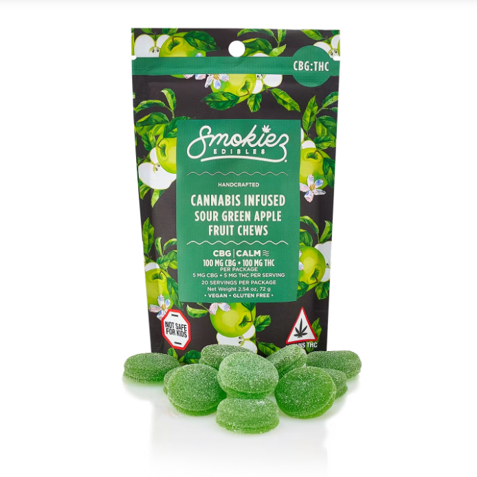 Sour Green Apple 100mg CBG : 100mg THC 1:1 Fruit Chews