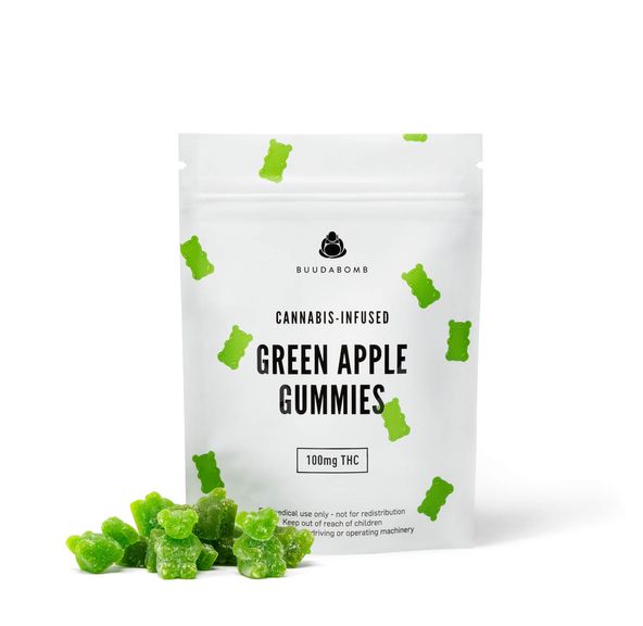 BUUDABOMB GREEN APPLE GUMMIES 100mg