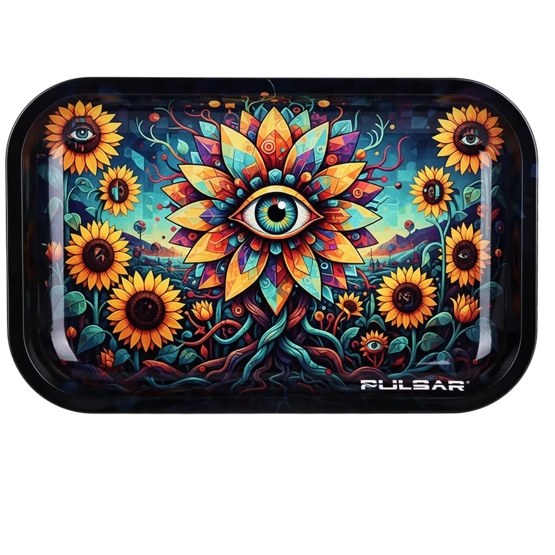 AFG Distribution- Eyes of the Sunflower- Pulsar- Metal Rolling Tray- 11 x 7