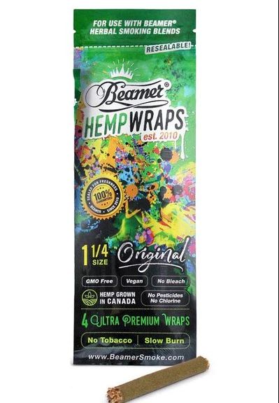 Hemp Wrap Beamer 4 Pack 1 1/4 Original (Green)