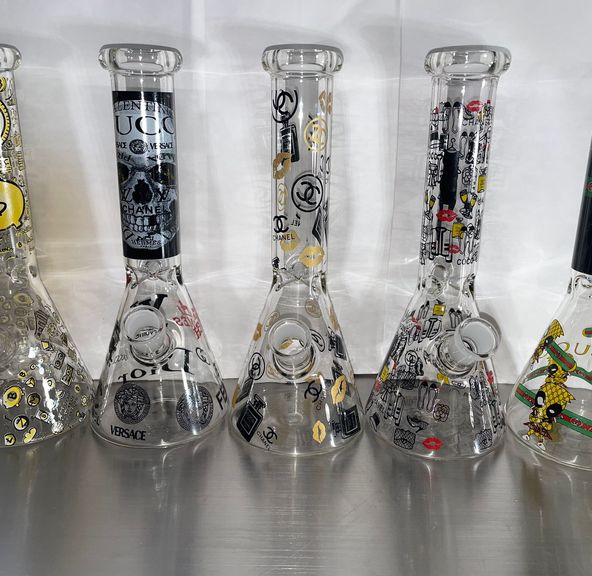 10" Glass Bong - Bitcoin, Designer and assorted designs