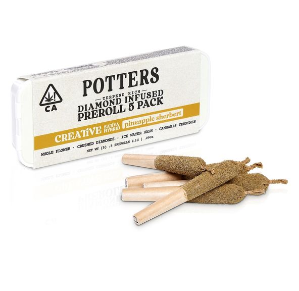 D. Potters 5pk x .5g Diamond Infused Pre Rolls - Mango Gelato (S-H)