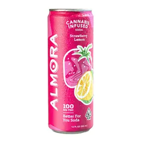 Almora Strawberry Lemon Prebiotic Infused Soda 100mg