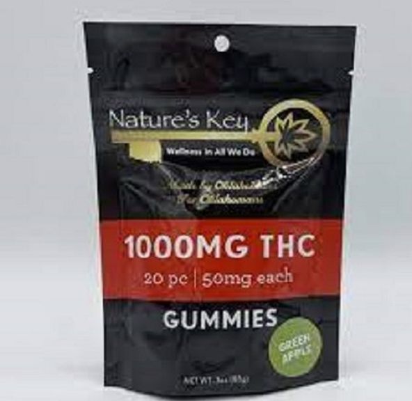 1000mg THC Green Apple Gummies (50mg each)
