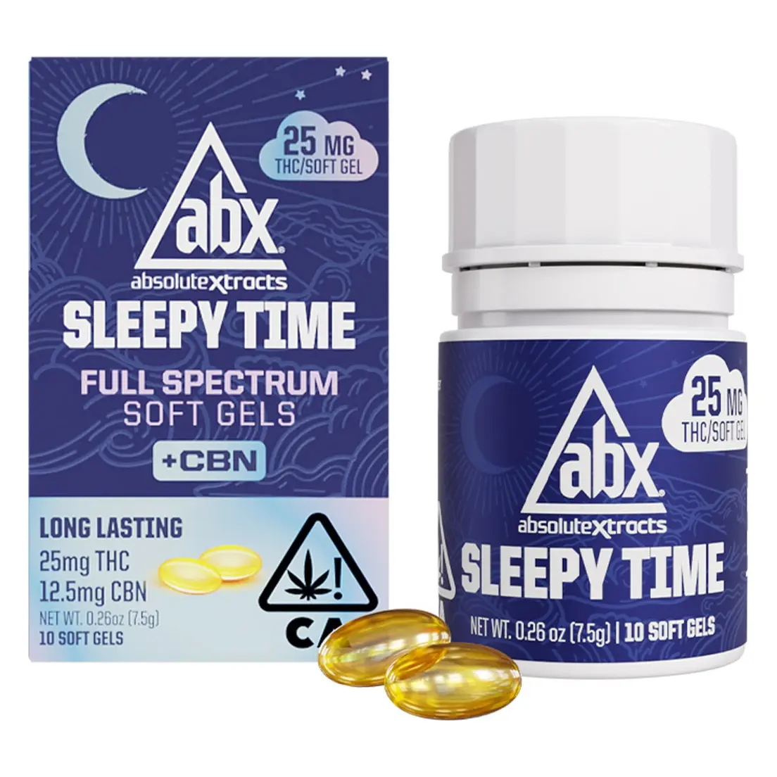 ABX - 25mg Sleepy Time Solventless + CBN Soft Gels - 10ct