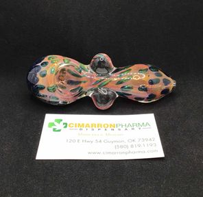 5" WINGS GLASS HAND PIPE BLUE AND GREEN MIX