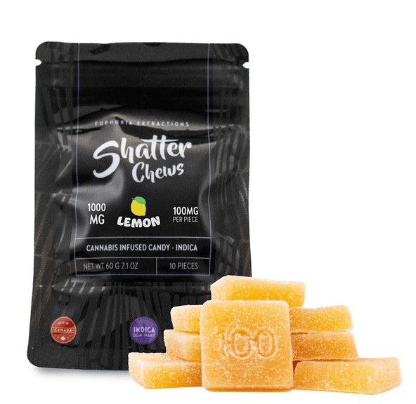 1000mg Indica Lemon Shatter Chews by Euphoria Extractions (100mg x10)