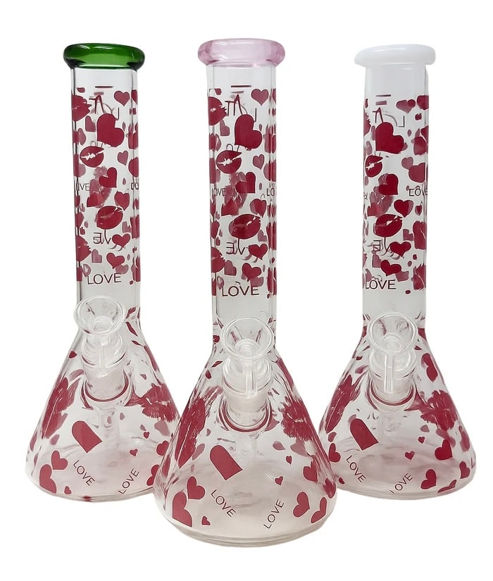 BDBH10" Love & Kisses Glass Beaker Water Pipe