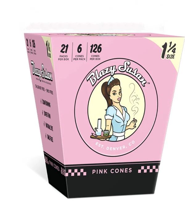 Blazy Susan 1 1/4 Pre-Rolled Pink Cones 6 package