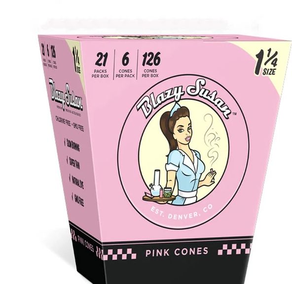 Blazy Susan 1 1/4 Pre-Rolled Pink Cones 6 package