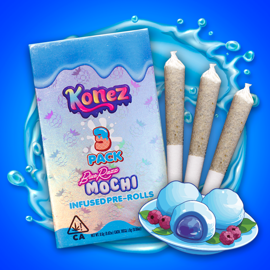 Blue Razz Mochi Infused Pre Rolls 3 Pack 1.8g - KONEZ